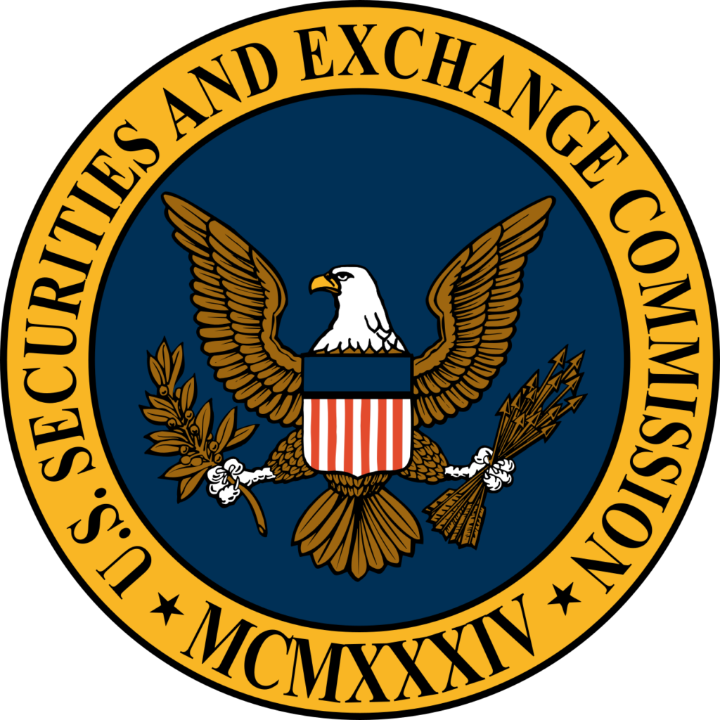 Official seal of the U.S. Securities and Exchange Commission (SEC) with a bald eagle and shield.