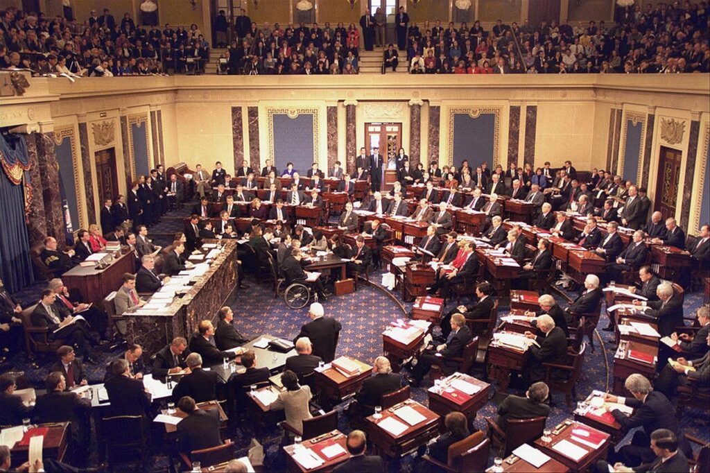 U.S. Senate chamber in session during floor proceedings.