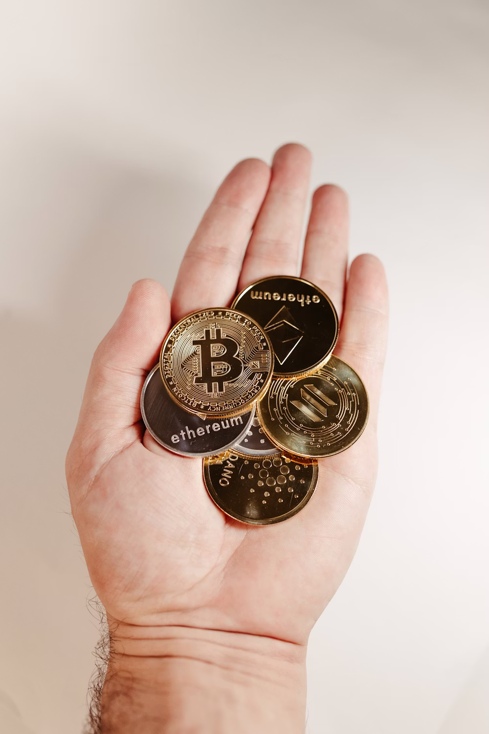 bitcoin going to zero – investor holding bitcoin coins, thinking about risk